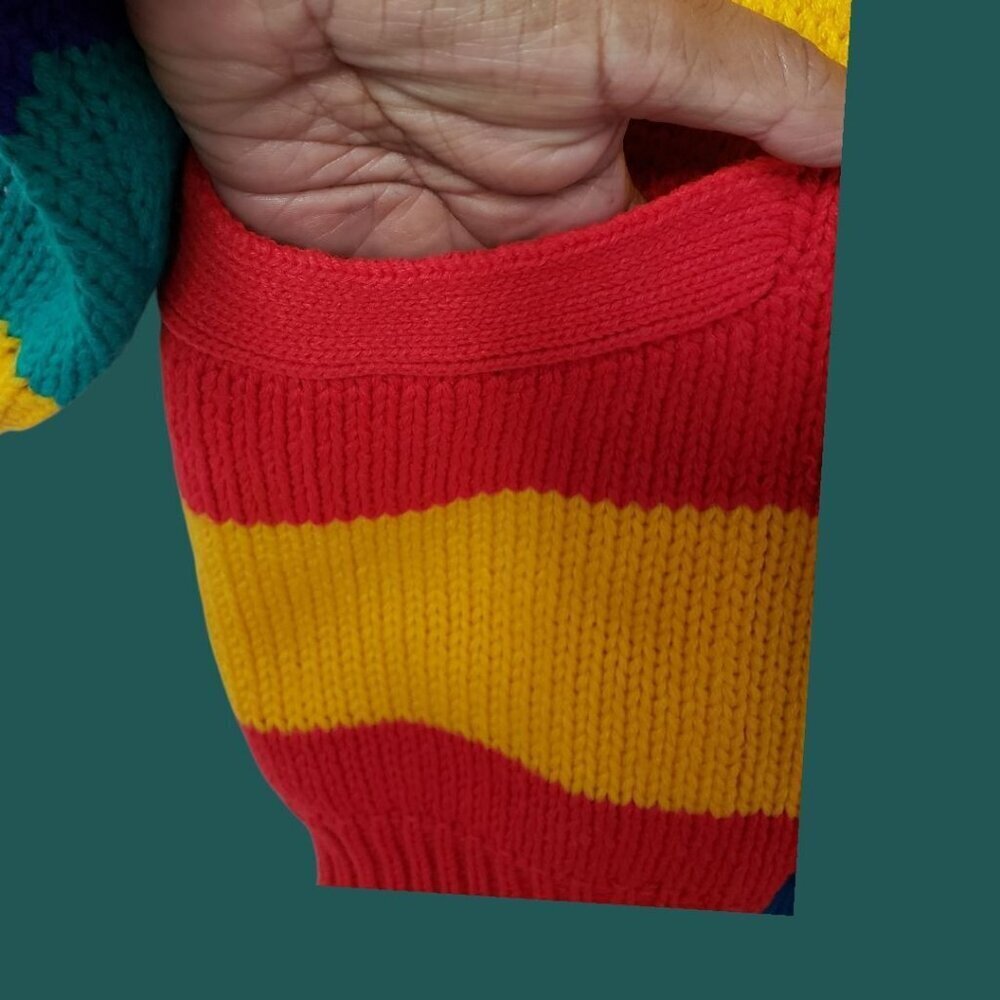 Stitches-Ok Vtg Striped Cardigan Sweater With Pockets  Multicolor Small Petite - Picture 5 of 8